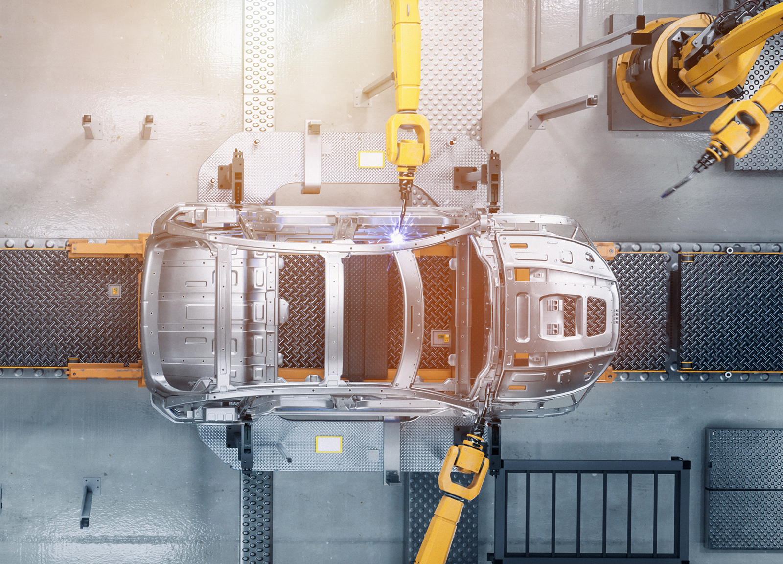 Bovenaanzicht van auto-assemblage